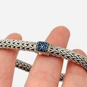 JOHN HARDY 4 Pavé Blue Sapphire & Sterling Silver Woven Icon Bracelet